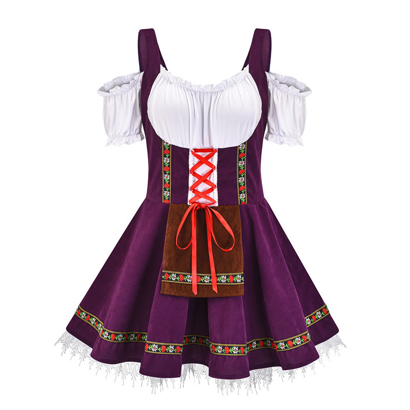 Традиционное баварское платье Dirndl с открытыми плечами Фестивальный костюм